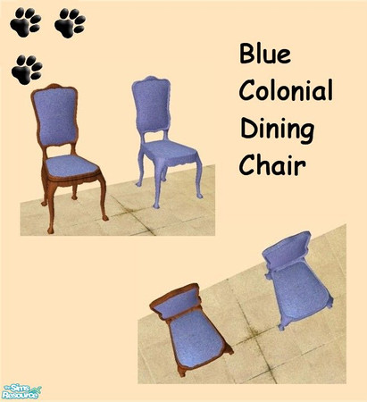 Sims 2 — Colonial Dining Chair Blue - 13 by MinnieMinPin — 