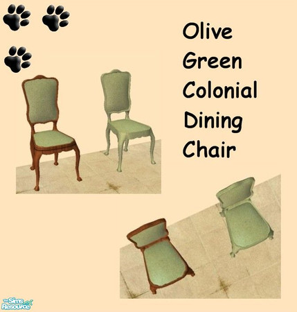 Sims 2 — Colonial Dining Chair Olive Green - 14 by MinnieMinPin — 