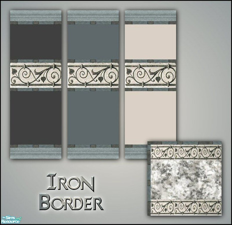 Sims 2 — Iron Border Wall Set by rythmgitr — Earthy walls with a stone and iron trim. Hope you like it. -Sheyza