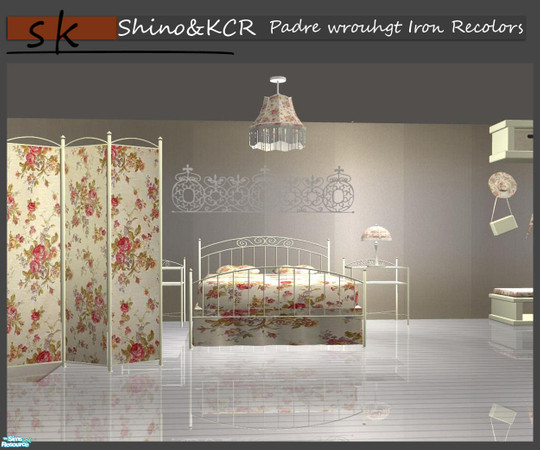 Sims 2 — Coral wrought Iron Bedroom Recolors  by ShinoKCR — This is a cream and roses Recolor of Padres beautiful Bedroom