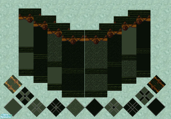 Sims 2 — Green Forever Set by simwoman77 — Green Forever Set of Walls and Floors, contains 8 walls and 12 floors, each