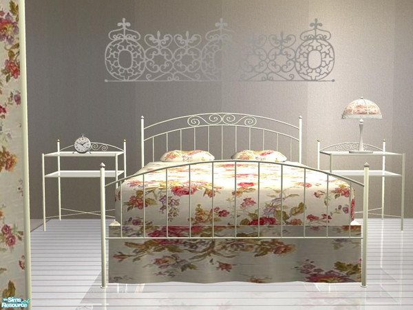 Sims 2 — Coral wrought Iron Bedroom Recolors - Bed by ShinoKCR — 
