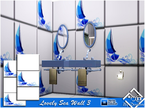 Sims 3 — Lovely Sea Wall 3 by Devirose — 2 walls in 1 file-Texture created by me-Walls created with Tsr Workshop-No need