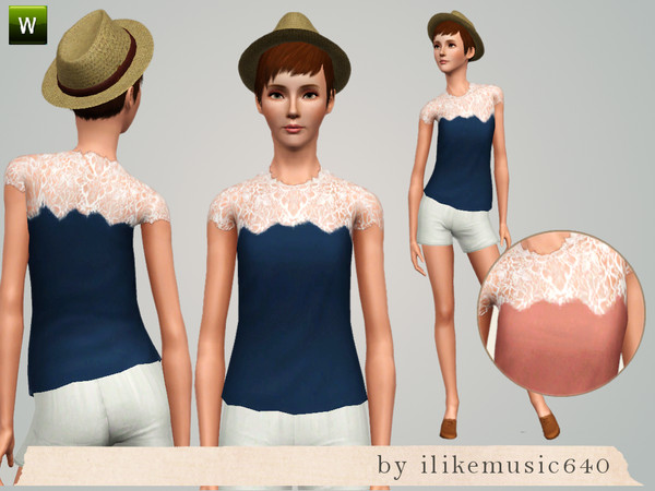 Sims 3 — Moving Forward 5 AF by ILikeMusic640 — Top only, recolorable with two channels. Lace detail on top is slightly