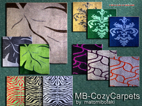 Sims 3 — MB-CozyCarpets by matomibotaki — MB-CozyCarpets, 4x4 large squre rugs, all with 2 recolorable parts, with
