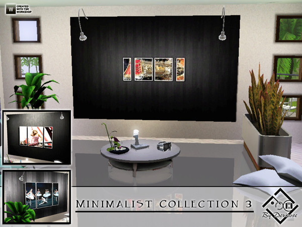 Sims 3 — Minimalist Collection 3 by Devirose — A set of three large paintings,poster wall-art, minimalist and