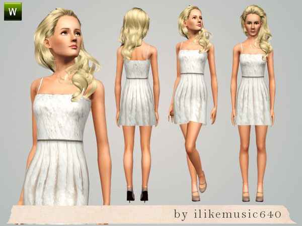 Sims 3 — Go On 5 AF by ILikeMusic640 — belted lace dress, recolorable