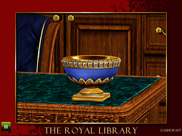 Sims 3 — Royal Library Bowl by Cashcraft — A decorative bowl with a timeless motif. Created for TSR.