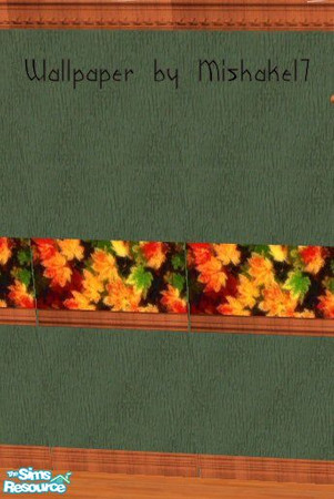Sims 2 — TC 64 Fall Colors Bedroom - Autumn Leaves Wall by mishakel7 — Wallpaper for my TC64 set.