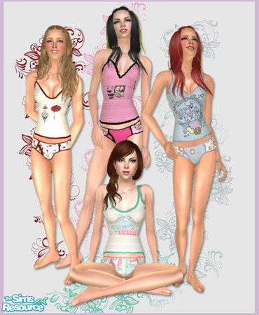 Sims 2 — Kawaii Undies 4  by simal10 — Set of four undies. Can be used as pjs. No mesh needed. Have fun!