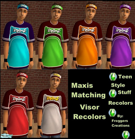 Sims 2 — Maxis jesey matching visors brown hair by frogger1617 — A visor to match the base game jerseys. properly binned