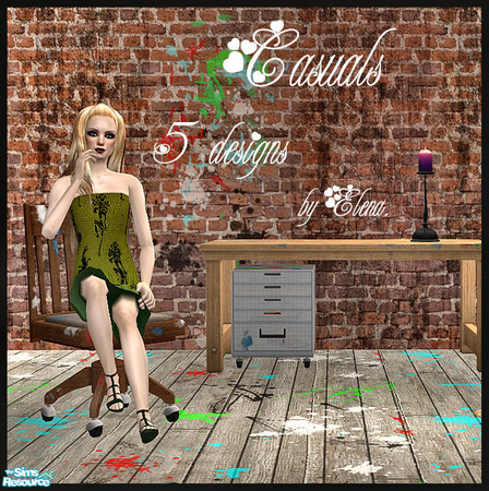 Sims 2 — Casuals 4 by Elena. — A set of 5 casual dresses ( H&M recolors ) for your adult sim lady. Enjoy!