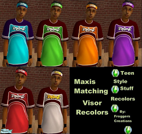 Sims 2 — Maxis jersey matching visor black hair by frogger1617 — A visor to match the base game jerseys. properly binned