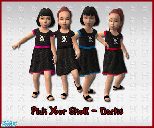 Sims 2 — Pick your Skull - Blacks by zvaella — A toddler version of my \'skull dresses\' for kids, this time in black. In