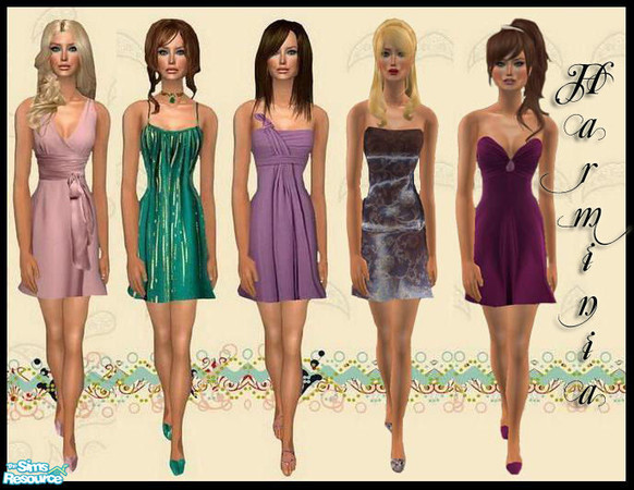 Sims 2 — Fiesta Set by Harmonia — everyday & formal adult dresses