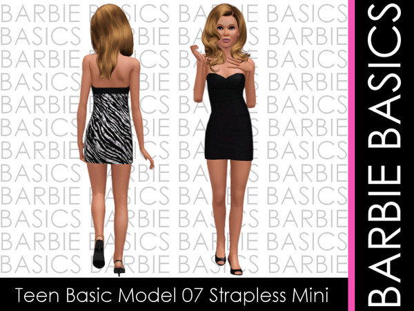 Sims 3 — Sam_Teen Basic Model 07 Strapless Mini by frisbud — 