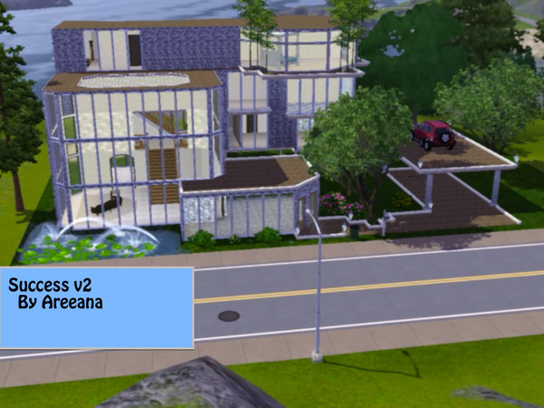 Sims 3 — Success v2 by areeana2 — Modern home with a living area, kitchen/dining room, entertainment area, 2 bathroom, 3