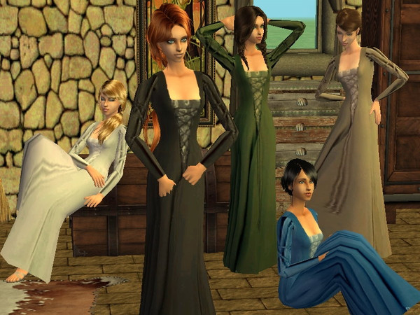 Sims 2 — Maiden Dress Set by zaligelover2 — 5 dresses for your medieval ladies.