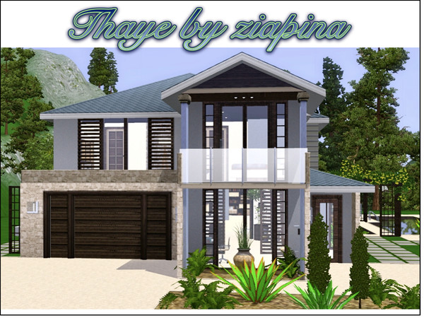 Sims 3 — Thaye by ziapina — This stylish and modern two-storey family home with large outdoor areas has 3 bedrooms (unf)