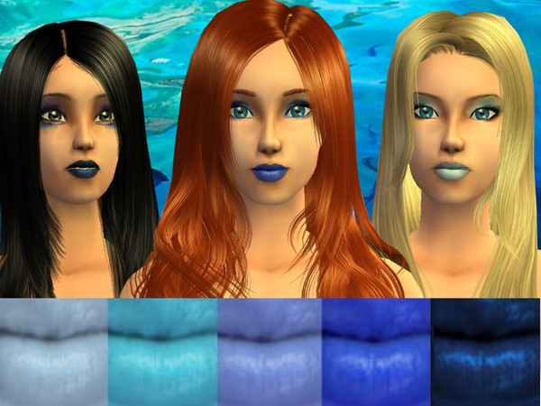 Sims 2 — Zalige\'s Blue Lipcolor set by zaligelover2 — 5 shades of blue lipcolor for your sims.