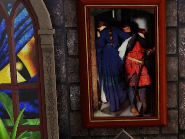Sims 3 — MEETING ON THE TURRET STAIRS Painting by ldanti2 — MEETING ON THE TURRET STAIRS is the name of this painting