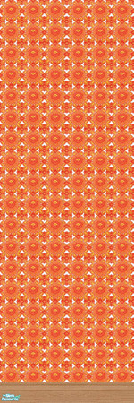 Sims 2 — Retro Wall 05 with Lightwood Trim by kittyispretty69 — Part of a set of four walls (wallpaper and matching paint