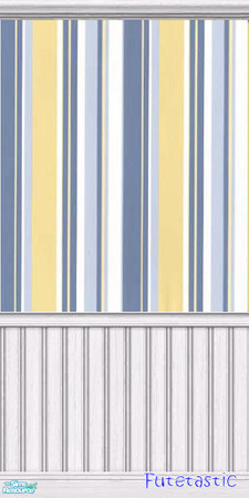 Sims 2 — Wallpaper Set #2 - Blue and Yellow Stripes Beadboard by Futetastic — Bright blue and yellow wallpaper will add a