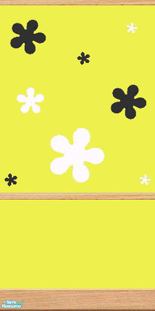 Sims 2 — Retro Black and White by SimMonte — Matching wall to the retro kitchen counter top.