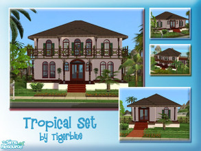 Sims 2 — Tropical Set by Tigerblue — A set of five tropical beach houses, from Starter to Residence. The homes are