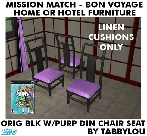 Sims 2 — TL - MM BV HOH OrigBlkPurple DinChairSeatLI by TabbyLou — Dining/Desk Chair Seat - Linen Cushion ONLY in Recolor