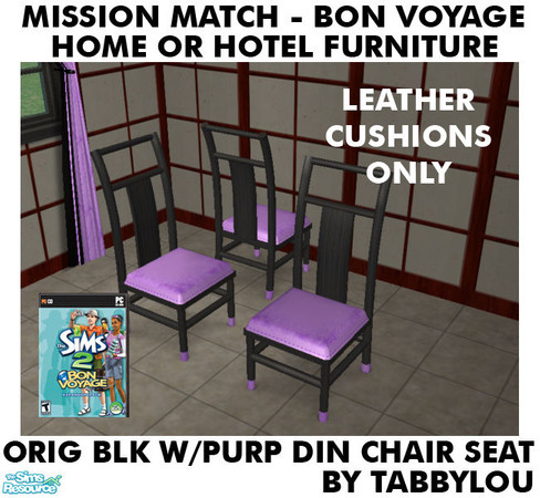 Sims 2 — TL - MM BV HOH OrigBlkPurple DinChairSeatLE by TabbyLou — Dining/Desk Chair Seat - Leather Cushion ONLY in