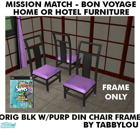Sims 2 — TL - MM BV HOH OrigBlkPurple DinChairFrame by TabbyLou — Dining/Desk Chair Frame ONLY in Recolor of Bon Voyage