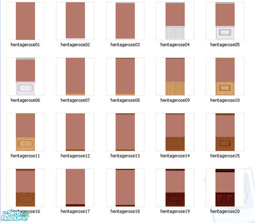Sims 2 — Heritage Rose by gil_shalos — A set of 20 walls painted Heritage Rose with a variety of moldings and