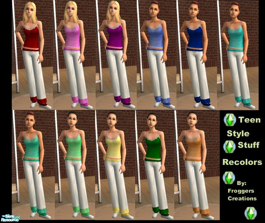 Sims 2 — Teen Style Stuff Pjs by frogger1617 — Pj recolors fot teen style stuff
