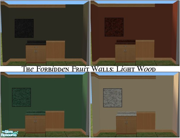Sims 2 — Forbidden Fruit Walls: Light Wood by becboobear — Made to match the Forbidden Fruit Counters by Maxis.