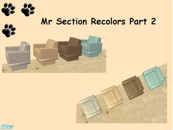 Sims 2 — Mr Section Recolors Part 2 by MinnieMinPin — 4 cushion colors and 4 base colors ~ Textures from TC32 provided by