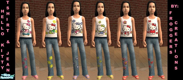 Sims 2 — Hello Kitty tshirt and jeans by frogger1617 — hello kitty tshirt and jeans for your little girls