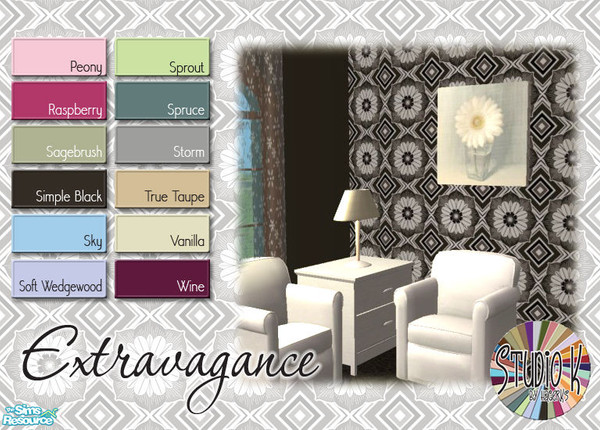 Sims 2 — Studio K Extravagance_03 by StudioKhagerks — 25-36 of 36 colors. A very loud, make-you-dizzy, but still very