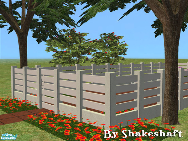 Sims 2 — Ascot Medium Fence - White by Shakeshaft — Part of a set of new fences with concrete posts and wood rails, there
