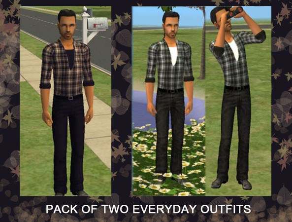 Sims 2 — Everyday Outfit by ali-p — An everyday outfit for male adult sims. Featuring checked open shirt with coloured