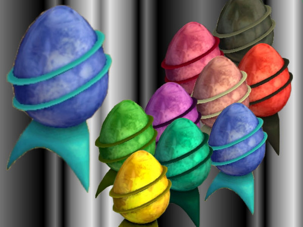 Sims 2 — Space Egg recolors set by zaligelover2 — 9 recolors of the space egg statue from the Pets expansion.