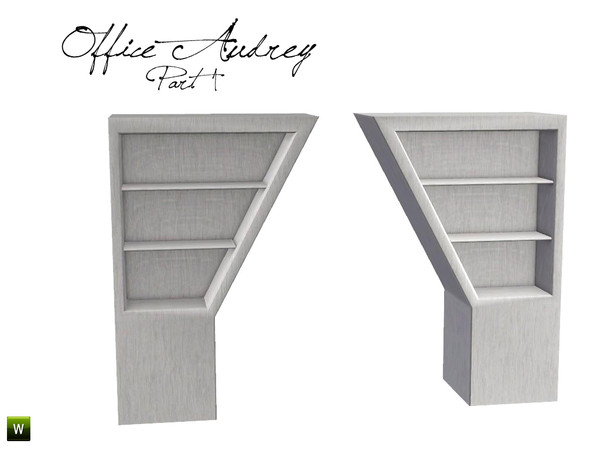 Sims 3 — Audrey Office Bevelwall Shelf by BuffSumm — Decorative beveled wall with built in shelf matching the Audrey