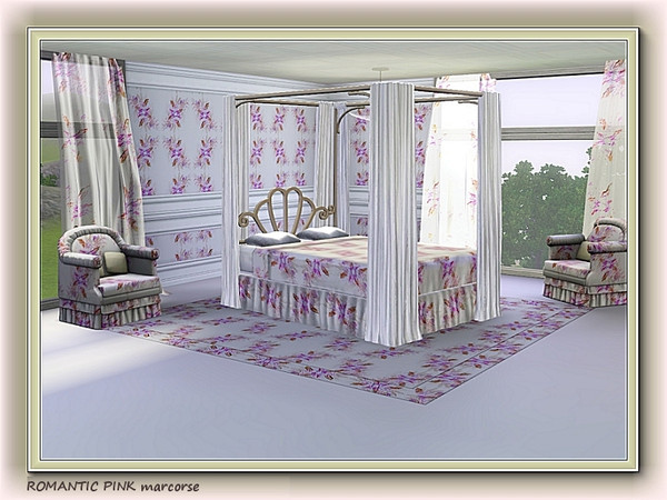 Sims 3 — Romantic Pink pattern by marcorse — Romantic pink flower sprays in a regular repeat pattern.