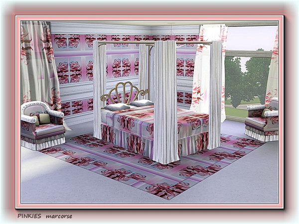 Sims 3 — marcorse_pinkies by marcorse — Pinkies refers to the beautiful pink roses used in this mirror repeat, faux tile