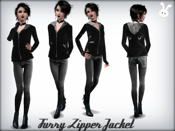 Sims 3 — Furry Zipper Jacket by XxNikkibooxX — A fashionable furry zipper jacket for your young adult and adult sims to