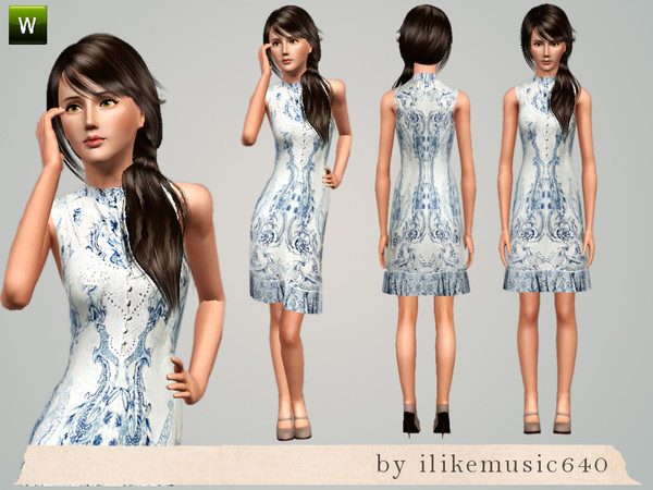 Sims 3 — Surely 2 AF by ILikeMusic640 — Blue and white lace details. not recolorable