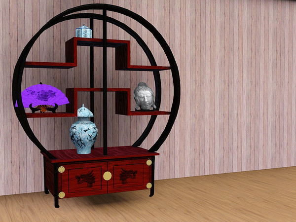 Sims 3 — Asian Inspired Living Shelves by TheNumbersWoman — Zen and relaxation are key to eternal happiness. Relax with