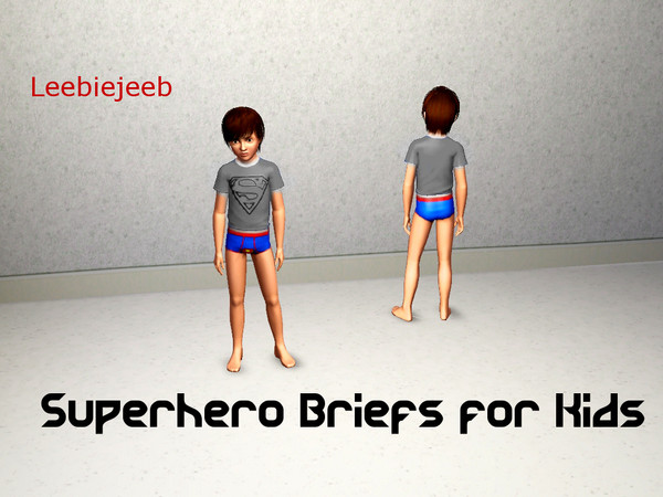 Sims 3 — Superhero Briefs for Kids by Leebiejeeb2 — A Set of briefs in 3 Designs for Kids, Enjoy! Part of A 4 Piece Set!
