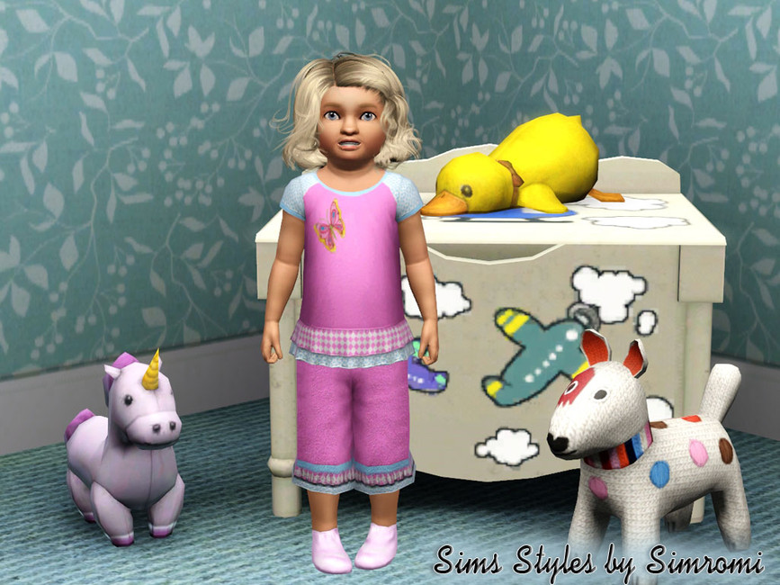 The Sims Resource Flared Capri and Ruffle Top Set for Toddler Girls