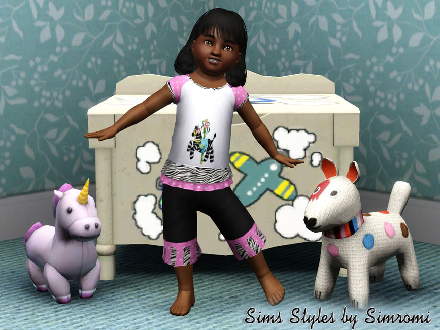 The Sims Resource Flared Capri and Ruffle Top Set for Toddler Girls